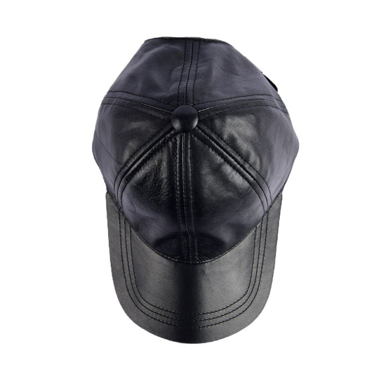 Black leather cap