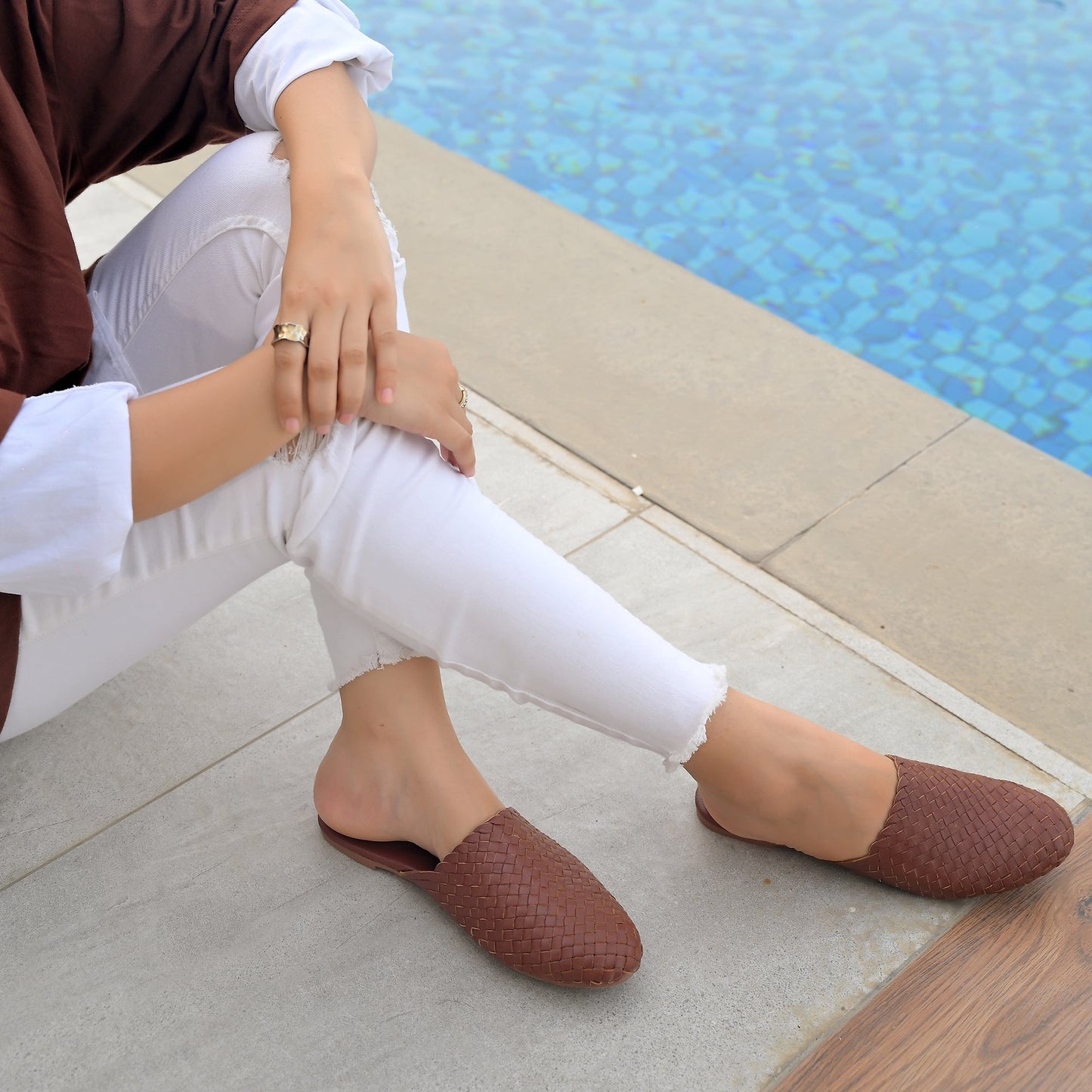 Tana-Women Handwoven Leather Mules