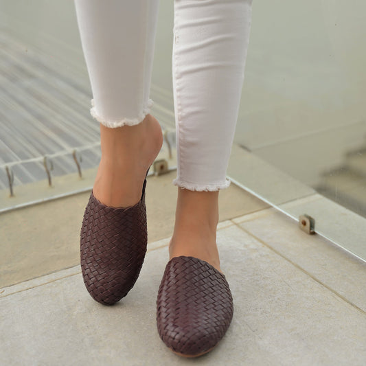 Tana-Women Handwoven Leather Mules
